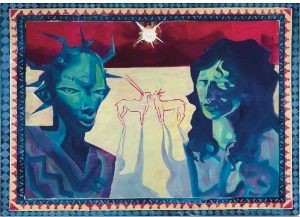 Fadel Mabrouki Artist L7udud 2023 Triptyque Technique mixte 3x60x80 / laplateforme55.org