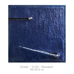 Mohamed-Yassine-Chraibi-2022-Toile-marouflee-sur-panneau-cire-pigmentee-plomb-50×50×3 / laplateforme55.org
