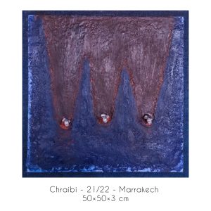 Mohamed-Yassine-Chraibi-2022-Toile-marouflee-sur-panneau-cire-pigmentee-plomb-50×50×3 / laplateforme55.org
