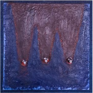 Mohamed-Yassine-Chraibi-2022-Toile-marouflee-sur-panneau-cire-pigmentee-plomb-50×50×3 / laplateforme55.org